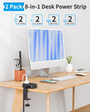 2 Pack Desk Clamp Power Strip with 4 Outlets & 4USB, 10FT Extension Cord