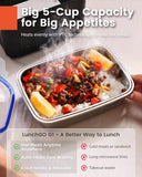 LUNCHGO® G1 – Standard(74 Wh), Smart Electric Heated Lunch Box Food Warmer – Cordless, 5 Cups, Battery Powered, 250°F Max, Scheduled Heating, Perfect for Outdoor Work, On-The-Go Meals (Carbon Black)