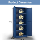 Polup 71" Blue Metal Kitchen Pantry Storage Cabinet with Doors and Shelves