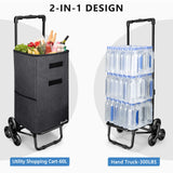 KEDSUM 2 in 1 Grocery Cart on Wheels for Stairs, 60L/300LBS Shopping Carts for Groceries, Stair Climbing Cart, Black