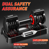 25/55lb Adjustable Dumbbell Set of 2, 5-in-1/10-in-1 Free Weights with Anti-Slip Texture Handle for Exercise, Fitness Equipment Set for Home Gym Strength Training, Suits Both Men and Women(Red 25LBS Pair)