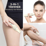 Unibono Pubic Hair Trimmer Women - Waterproof Bikini Trimmer, Rechargeable 3-in-1 Electric Razor, Personal Trimmer Groomer for Body Hair, Cordless Lady Shaver for Legs, Underarms, Face (Cream,LY)
