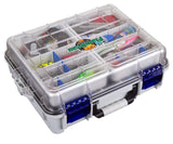 Flambeau Outdoors 3000WPNC Waterproof Satchel 3000, Portable Waterproof Tackle Box with Trays, Gray/Clear - without Bottom Cage
