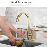 JXMMP Touchless Kitchen Faucet with Pull Down Sprayer, Brushed Gold Motion Sensor Kitchen Faucet, Stainless Steel Hands Free Faucet for Kitchen Sink 1 or 3 Hole