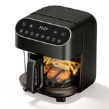 5 Quart Glass Air Fryer, Non Toxic & Uncoated High Borosilicate Glass Basket, Airfryer with Transparent Fry Bowl, 8 Preset Modes, PTFE/PFAS Free, BPA-Free, Dishwasher Safe, Black