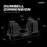 Keppi Adjustable Dumbbells Set-40lb Pair, Anti-Slip Metal Fast Adjust Weight Handle, Exercise & Fitness for Full Body Workout -DBA40(Pair)