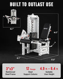 GMWD Leg Extension and Curl Machine with 255LB Weight Stack, Adjustable Seated Leg Extension and Lying Leg Curl Machine with 1:2 Ratio, Leg Workout Equipment with Band Pegs, White