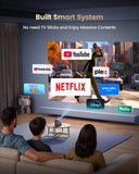 4K Portable Smart Projector with WiFi and Bluetooth [Compatible with Netflix & Dolby Audio], Mini Outdoor Movie Projector with Native 1080P, Auto Keystone & Electric Focus for Home Theater, Bedroom