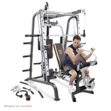 Marcy Power Cage, 1900 lbs Multi-Functional Smith Machine Cage System for Home Gym Training, with Leg Developer, Press Bar, and Squat Rack, Silver MARCY