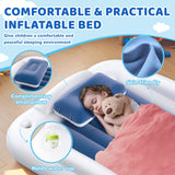 Deeteck Inflatable Toddler Travel Bed - 60 Inches Portable Toddler Bed for Travel with Safety Sides - Cozy Kids Air Mattress Set with Built-in Electric Pump & Carry Case- Easy to Inflate - Sea Blue