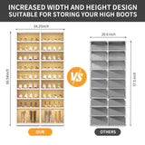 CIMLORD 9-Tier Foldable Shoe Rack Organizer for Closet,36Pairs Collapsible Plastic Shoe Shelf,Large Shoes Cabinet with Door,Clear Stackable Storage Box Easy Assembly