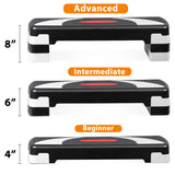 Smartxchoices 30'' Aerobics Stepper Workout Step Platform with 4" - 6" - 8" Adjustable Risers, Fitness Exercise Workout Trainer,Non-slip Step Platform for Cardio, Core, Strength Training,Home Gym