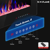 R.W.FLAME Electric Fireplace 50 inch Recessed and Wall Mounted,The Thinnest FireplaceLow Noise, Fit for 2 x 6 Stud, Remote Control with Timer,Touch Screen,Adjustable Flame Colors and Speed