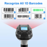 ONEWSCAN Barcode Scanner Wireless, 1D Laser Bar Code Scanners with Stand 2.4G Wireless & USB Wired Connection Plug and Play 2 in 1 Handheld Barcode Reader with Screen