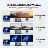 USB C Docking Station Dual Monitor 4K, Laptop Stand Dock for Home & Office