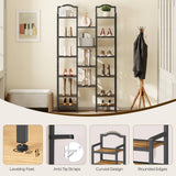 YATINEY 10-Tier Tall Shoe Rack, Vertical Shoe Organizer for Small Spaces, Wooden Shoe Shelf for Entryway, Space Saving Shoe Storage, Holds 10 Pairs of Shoes, Rustic Brown and Black SS50BR