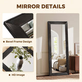 ABSWHLM Full Length Mirror 58"x22" - Beveled Edge Rustic Black Dressing Mirror, Solid Wood Frame, Wall Mounted or Leaning for Bedroom, Entryway, Living Room
