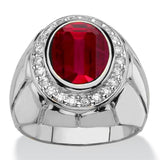 Oseew Mens Created Ruby Ring for Men Sterling Silver/ 10k/14k/18k Gold Created Mens Ruby Gemstone Rings Customized 2-6 Carat Men's Ruby Ring Engagement Ring Promise Ring For him