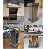 Professional Wooden Podium with 4 Rolling Wheels & Storage Shelf - Versatile Lectern for Presentations, Weddings, Schools, Churches, & Events - Mobile, Durable, Elegant Design