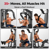 Sportsroyals Home Gym, Multifunctional Workout Station with Leg Press, 150LBS Weight Stack Full Body Workout Equipment for Home Exercise Fitness Strength Training (Black)