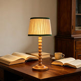 Natural Wood Color Wood Base Table lamp,8x8x18 inch Country Style Desk lamp,Modern Pleated lampshade Suitable for bedrooms and Offices Pack of 2 (Bulbs Not Included)