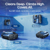 Cordless Robotic Pool Vacuum, Pool Cleaner with Track Drive & Sonar Navigation, 180W Brushless Motor, Wall & Waterline Climbing, 150-Min Runtime, for Inground Above-Ground 2150 Sq. Ft. (Dark Blue)