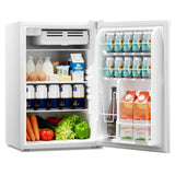 Kismile Mini Fridge with Freezer 4.41Cu.Ft,Single Reversible Door Small Refrigerator, Adjustable Thermostat, Energy Saving, Low Noise (White)