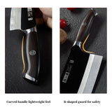 ZHANG XIAO QUAN Professional Meat Cleaver Knife Damascus Steel, Heavy Duty Kitchen Knife with Ultra Sharp Blade, Comfortable Ergonomic Wooden Handle(Black)