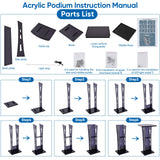 Acrylic Podium Stand with Led Light, Clear Podium with Storage Shelf, Portable Lecterns Pulpit MeiMeiDa