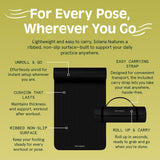 Retrospec Solana Yoga Mat 1" Thick w/Nylon Strap for Men & Women - Non Slip Exercise Mat for Home Yoga, Pilates, Stretching, Floor & Fitness Workouts - Black Retrospec