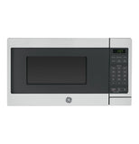 GE Compact Countertop Microwave Oven, 0.7 Cubic Ft., 700-watt Capacity, 6 Auto Cooking Settings, Child-Lock Technology, Dorm Room or Apartment, Stainless Steel