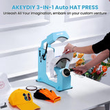 Auto Hat Heat Press Machine for Caps with 3pcs Interchangeable Platens 3-in-1 Automatic Cap Press