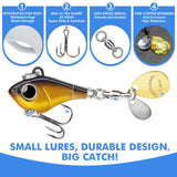 TRUSCEND Vibespinner Easy Catch Fishing Lures with BKK Hooks, Tail Spinner Baits with 4 Actions, Vibrating Swimming Flashing & Jigging for More Bites, Spoon Lures for Bass Trout Crappie Walleye Pike
