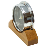 Tabic Prestige Tide Clock in Chrome on an English Oak Mantel/Display Mount - Handmade Nautical Timepiece for Coastal Ambiance - Perfect Wall Decor
