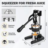 YDXHXH Manual Cast Iron Juicer with Stainless Steel Cup -Heavy-Duty Lemon Squeezer for Maximum Juice Yield & Effortless Cleaning Dishwasher Safe Ideal for Home Kitchens, Restaurants & Lemonade Stands