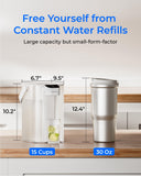 Waterdrop ED01W Electric Water Filter Pitcher, Reduce 99.6% of Lead and 45+ Impurities, 15-Cup 200-Gallon Capacity, Rechargeable Instant Dispenser, NSF/ANSI 42&53&401&372, Does not Lower TDS, White