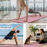 Yoga Mat 75"x 40"x10mm (2/5 inch) – Extra Thick & Wide, TPE Fitness Mat, Printed Non-Slip Exercise Mat with Carrying Strap  (pink/black)