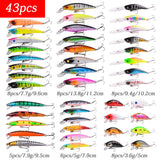 Aorace 43pcs Bass Fishing 56pcs Lures Kit Set Topwater Hard Baits Minnow Crankbait Pencil VIB Swimbait for Bass Pike Fit Saltwater and Freshwater Aorace