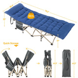 Yaheetech Folding Camping Cot Portable Outdoor Bed for Adults w/Mat & Storage Bag & Carry Bag, Heavy Duty Cots for Outdoor Travel & Office/Home Nap Gray Cot/Blue Pad