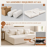 96.8" Boneless Couch Cloud Modular Sectional Sofa with L Shaped Chaise, Modern Comfy Corduroy Upholstered Deep Seat Couches Lounge with 5 Pillows for Living Room Bedroom (Beige, Left Facing Chaise)