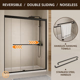 Shower Door,Royal Guard 44-48" W x 70" H Semi-Frameless Double Sliding Glass Shower Door with 1/4'' (6mm) Clear SGCC Tempered Glass,Bypass Shower Enclosure,Matte Black