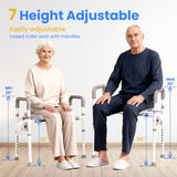 Male-Friendly Raised Toilet Seat with Handles, Adjustable Width Toilet Seat Riser for Seniors, 400LBS Handicap Toilet Seat for Elderly, Elevated Toilet Riser, Fits Any Toilets