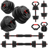 FDS1 Adjustable dumbbell set, 35lbs Free Weights set with upgraded nut, 5 in 1 Weight Set Used as Kettlebells, Barbell, Push up Stand, Fitness Exercise for Home Gym Suitable Men/Women