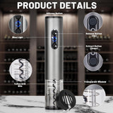 Electric Wine Opener Set for Red Wine, Rechargeable Automatic Wine Corkscrew Bottle Opener with Foil Cutter, Vacuum Stopper, Wine Pour for Wedding Party Home Gifts