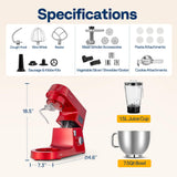VIVOHOME 9 in 1 Multifunctional Stand Mixer with Fermentation, 6 Speed 7.5 Quart Kitchen Electric Food Mixer with Timer, Meat Grinder, Red