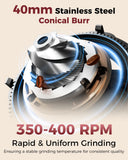 Tuni G2 Ivory Conical Burr Coffee Grinder with Black Digital Coffee Scale, 70 Grind Settings Anti-static Coffee Bean Grinder for Espresso/Drip/Cold Brew/French Press