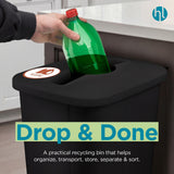Home Logic Recycling Bin System, 3 Pack Waste Sorting Containers with Stickers