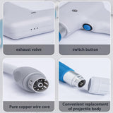 Professional Pneumatic Massage Gun - 0.5-8 Bar Adjustable Shockwave Therapy Device for Muscle Pain Relief, Includes 5 Interchangeable Heads & 2m Handle Cord for Deep Tissue Massage (Premium Blue)
