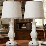 ROTTOGOON Dimmable Table Lamps Set of 2, Rustic Farmhouse Table Lamps for Living Room Bedroom, Bedside Desk Lamps for end Tables, Touch Lamps for nightstand, 9W Bulbs Included, 22", White