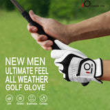 FINGER TEN Golf Gloves Men Right Left Handed Golfer 6 Pack (White-6 Pack, M/Large, Left)